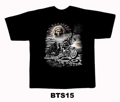 Black colour T-Shirt with Fabric printing Bikeman Design