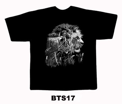 Black colour T-Shirt with Fabric printing Lion Design