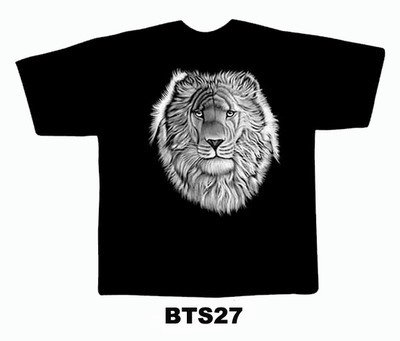 Black colour T-Shirt with Fabric printing Lion Face Design