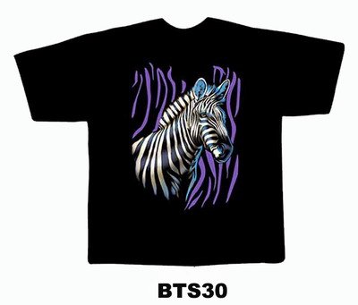 Black colour T-Shirt with Fabric printing Zebra Face Design