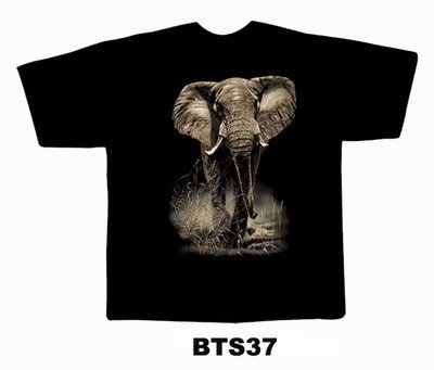 Black colour T-Shirt with Fabric printing Elephant Design