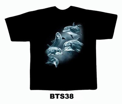 Black colour T-Shirt with Fabric printing Dolphin Design