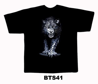 Black colour T-Shirt with Fabric printing Cheetah Design
