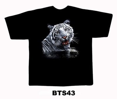 Black colour T-Shirt with Fabric printing Tiger in water Design