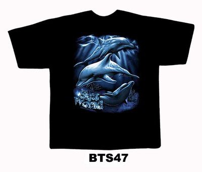 Black colour T-Shirt with Fabric printing Dolphin Design