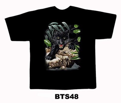 Black colour T-Shirt with Fabric printing Black cheeta Design