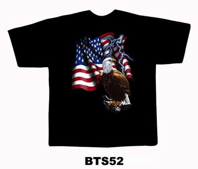 Black colour T-Shirt with Fabric printing USA Flag With Eagle Design
