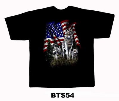 Black colour T-Shirt with Fabric printing USA Flag With Fox Design