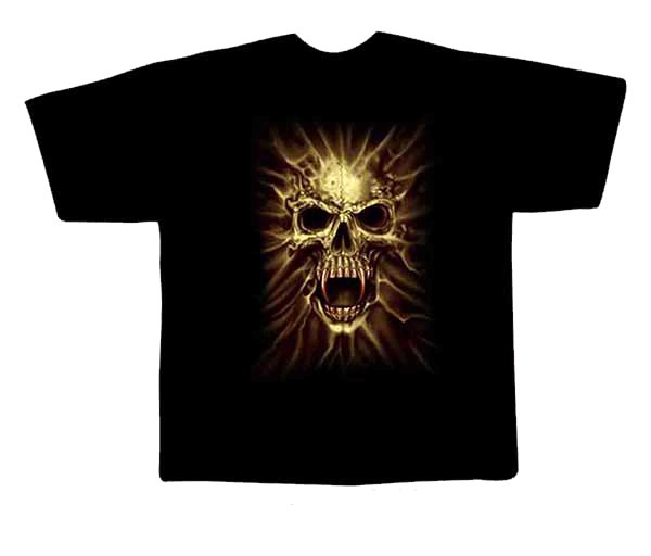 Black colour T-Shirt with Fabric printing Skull Face Design