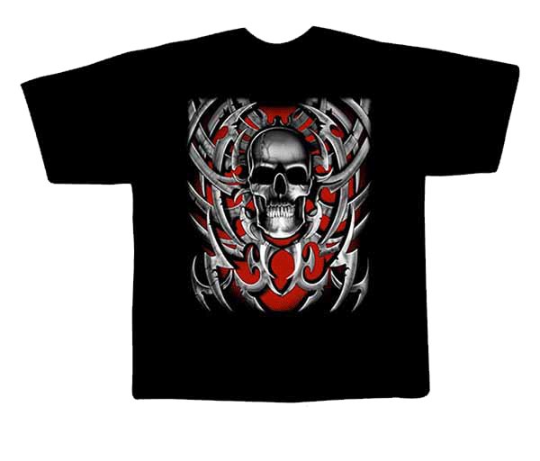 Black colour T-Shirt with Fabric printing Skull Face Design