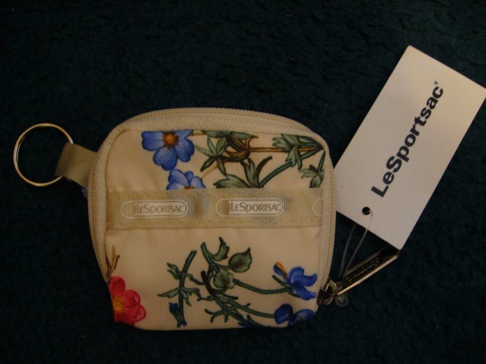 New Lesportsac Key Penny Coin Pouch Botanical Flowers
