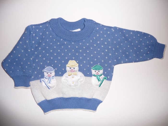 NWT Talbots Infant Baby Sweater Snowmen Snowman 6 mths