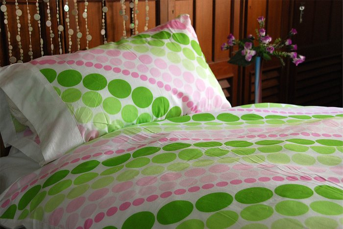 NEW luxury single / twin duvet cover set & PC 350 TC All dotz Coll. FREE S & H WORLDWIDE