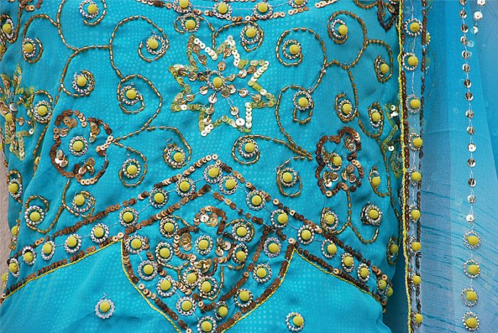 Aqua hand embroidered salwar kameez / lehenga choli designer partywear in crepeCustom tailoring