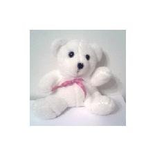 White Bear with Pink Bow Tie 7.5 Inches