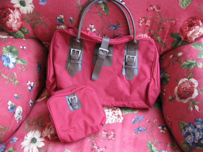 Red Travel Bag and accessories bag