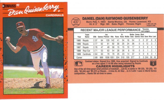 Card #437 Dan Quisenberry