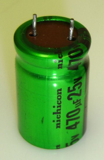 470uF-25V Nichicon High Temp 105C Snap Aluminum Electrolytic Capacitor - 5 Pieces