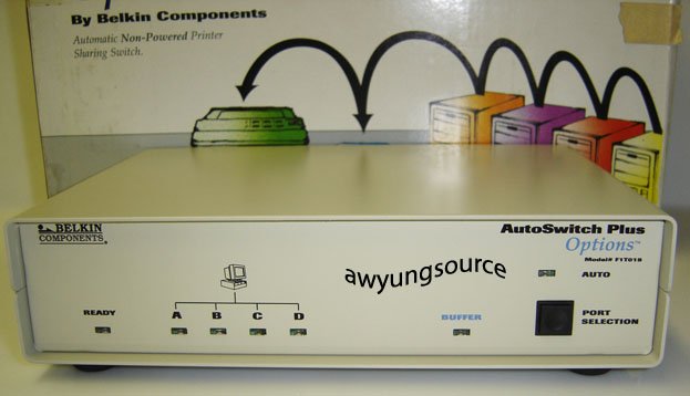 F1TO15 AutoSwitch Plus Options Belkin Allows 4 Computers to Share One Printer