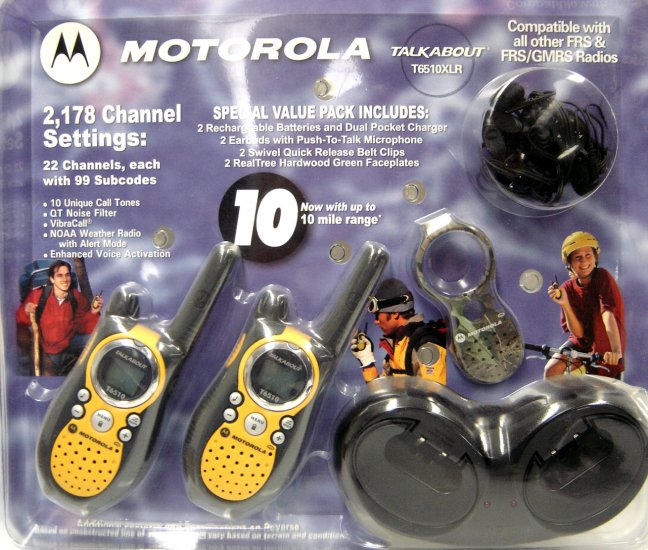 Motorola TX6510XLR Two Way Radio - 10 Mile Range w/Rechargeable Batteries