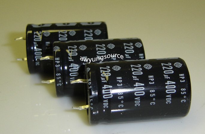 220uF-400V Hitachi Aluminum Electrolytic Capacitor - 3 Pieces