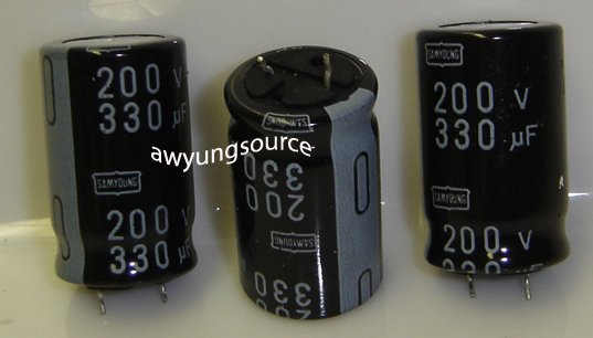 330uF-200V SAMYOUNG ELECTROLYTIC CAPACITORS 3 PCS!