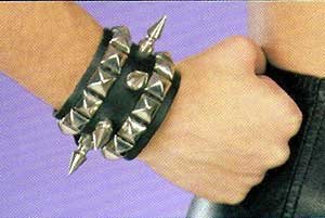Leather Spike Leather Wristband - Item B62
