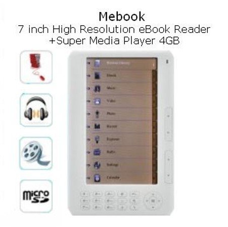 Mebook - 7 Inch High Resolution eBook Reader + Super Media Player (4GB)