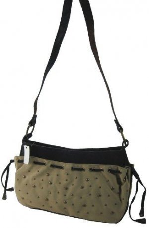 Faux Suede Handbags with Laced Accents