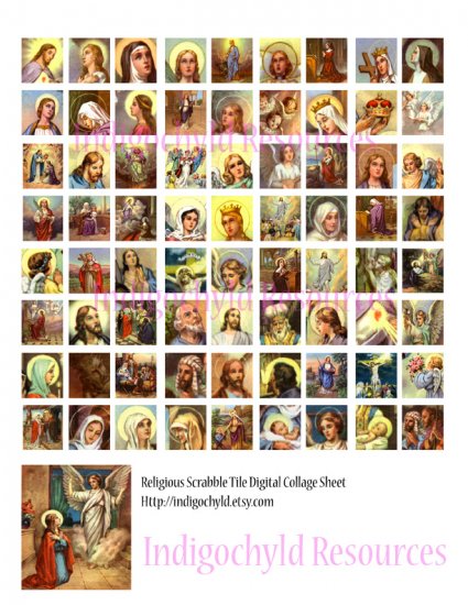 Religious Scabble Tile Digital Collage Sheet JPG