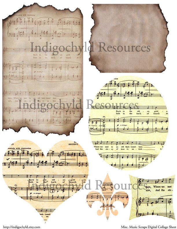 Misc. Music Scrap Digital Collage Sheet JPG