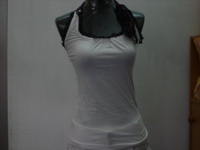 White tee with laces