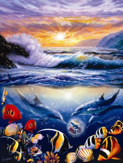 Blue Jewel Sunrise - 1,000 piece SunsOut puzzle - for Ages 12+