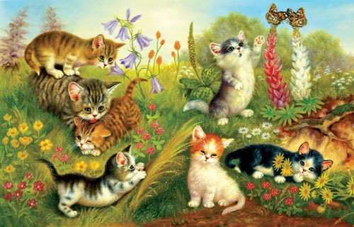 Cats In The Meadow - 1,000 piece SunsOut puzzle - for Ages 12+