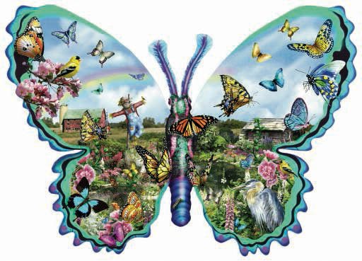 Butterfly Farm - 1,000 piece Shaped SunsOut puzzle - for Ages 12+