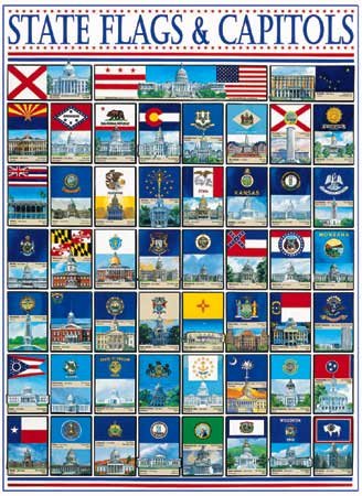 State Flags and Capitols - 1,000 piece White Mountain puzzle - for Ages 12+