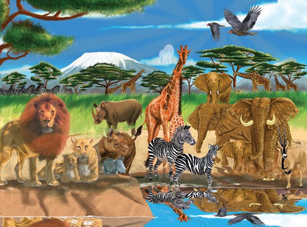 On The Savannah - 300 piece Melissa & Doug jigsaw puzzle - for Ages 10+