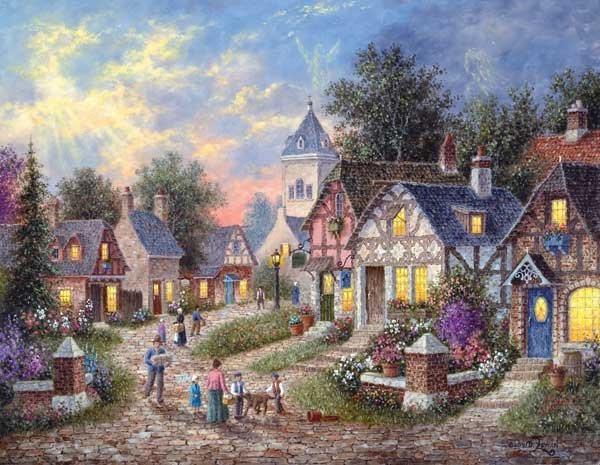 Twilight Village - 1,000 Large Piece SunsOut puzzle - for Ages 12+
