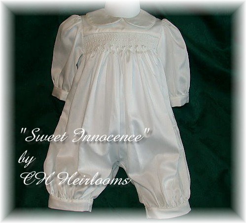 Sweet Custom Cotton Satin Boys Smocked Romper 3 Months