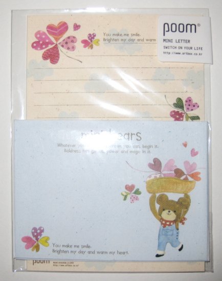 Cute Blue Teddy Bear Clover Letter Set