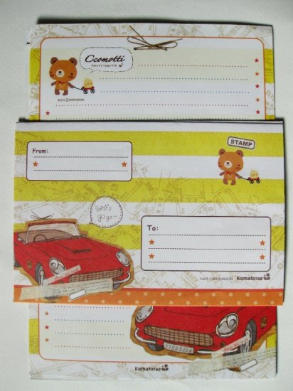 Cute Ccomotti Bear and Car Letter Set
