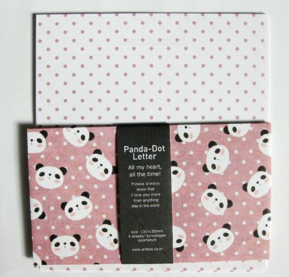 Cute Artbox Pink Panda Polkadot Letter Set