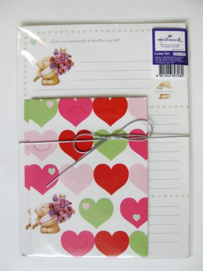 Cute Colorful Hearts and Forever Friend Bear Letter Set