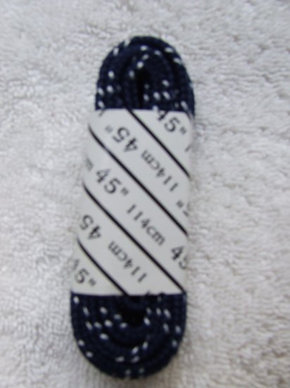 Navy Blue Shoelaces w/ White 45" 114 cm Round Shoelaces (Navy 45 inch Shoelaces)