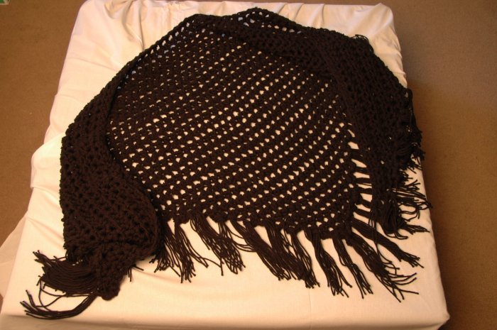 Black Evening Shawl With Fringe