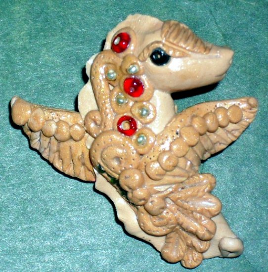 Handcrafted Original Art Sculpture Polymer Clay Jewelry Sea Dragon CR003