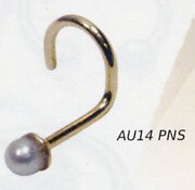 14k Gold Pearl Nostril Stud