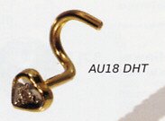 18k Gold and Diamond Heart Nostril Stud