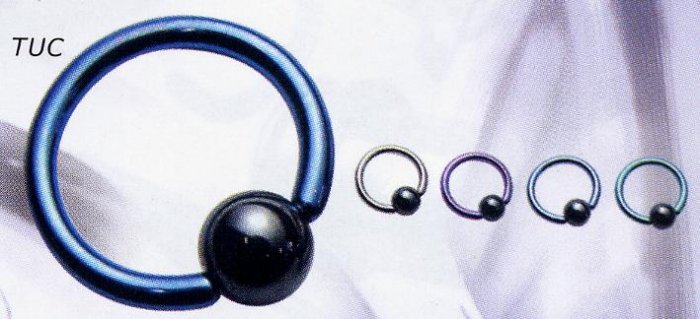 Titanium Ball Closure Rins with Hematite Ball