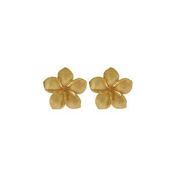 Plumeria Flower 14K Yellow Gold Extra Small Hawaiian Earrings